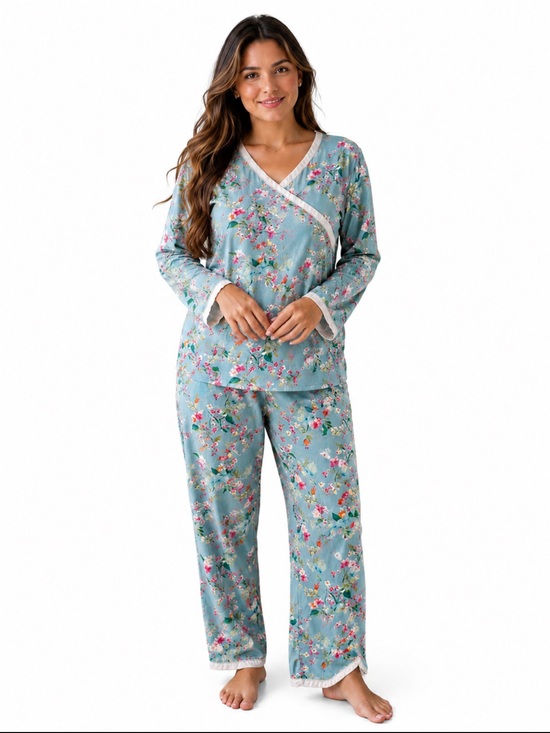 Garnet Hill Other - Garnet Hill Asian Wrap 100% Organic Cotton Pajamas - Size XL
